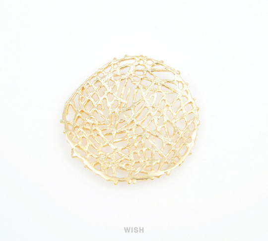 Round Bird Nest Pendants in Matte Gold, Bush Charms / MMG-091-P