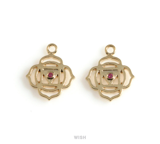 Root Chakra with CZ Pendants in Rhodium, The 1st Chakra Charm / MRH-493-P