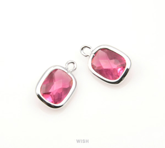 Ruby Rectangle Pendants in Gold, Framed Rectangle Pendant / GRBG-100-C