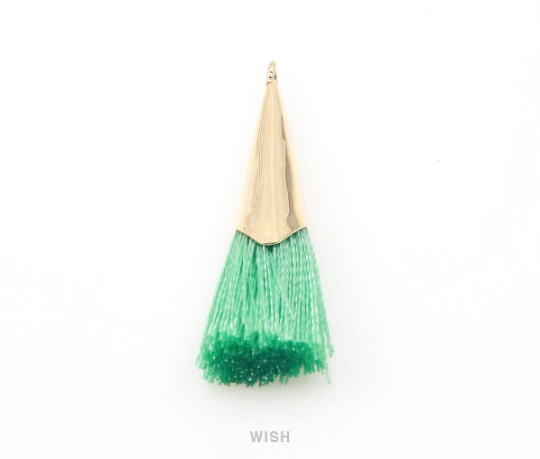 Light Mint Thread Tassel with Cone Cap in Gold / TLMG-005-T