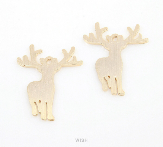 Reindeer Pendants in Matte Rhodium, Reindeer Charm / MMRH-332-P