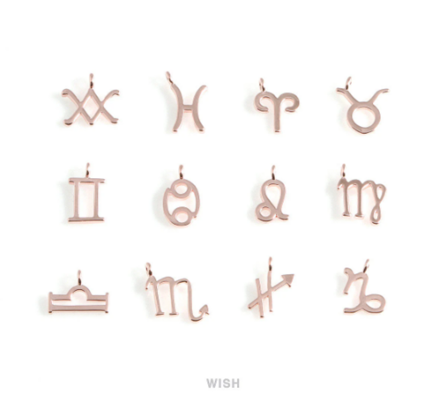 Gemini Zodiac Sign Pendants in Rose Gold, Zodiac Charm / MRG-453-GE