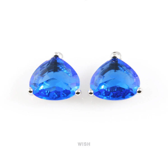 Cobalt Blue Pear Shape Glass Charm in Gold, Framed Pendant / GCTG-042-P
