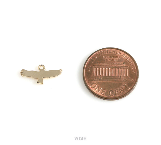 Eagle Pendant in Gold, Gold Soaring Bald Eagle Charm / MG-542-P