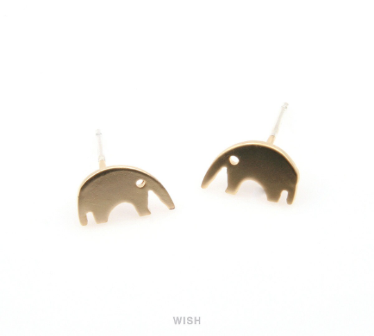 Elephant Stud Earrings in Matte Rhodium, Elephant studs / MMRH-271-E