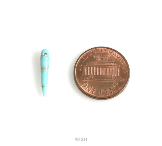 Turquoise Bullet Stone Charm in Gold, Pointy Gemstone Pendant / STQG-118-P