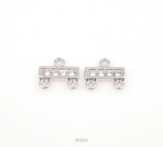 Bar Cubic Zirconia Connectors in Gold, Cubic Zirconia Charms / CG-030-C (4 pcs)