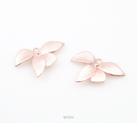 Orchid Flower Connectors in Matte Rhodium, Floral Charms / MMRH-030-C