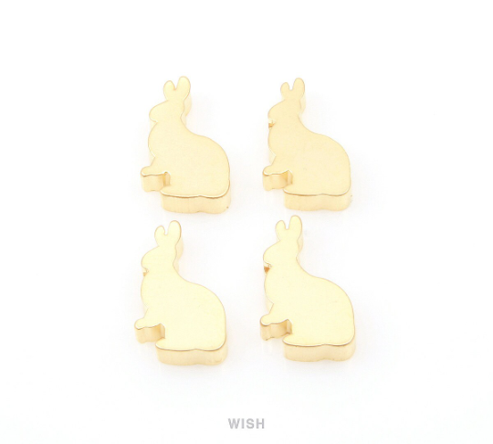 Rabbit Beads Pendants in Matte Rhodium, Bunny Beads / MMRH-080-B