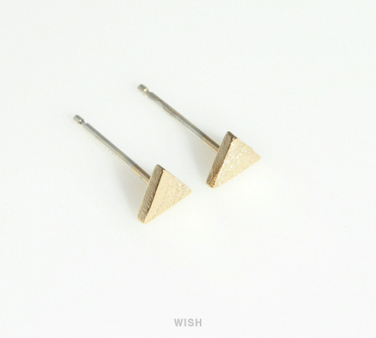 Triangle Stud Earrings in Matte Rhodium, Triangle Ear Studs/ MMRH-416-E