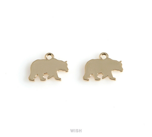 Bear Pendant in Gold, Gold Bear Charm / MG-546-P