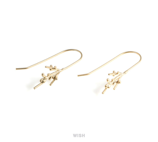 Pine Tree Hook Earrings in Matte Rhodium, Pine Tree Ear hooks / MMRH-571-E