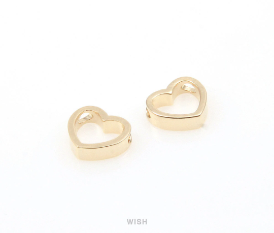 Open Heart Charm in Rhodium, Heart Outline Charm / Silver / MRH-292-P