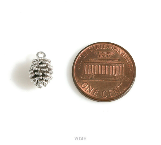 Pinecone Pendant in Matte Rhodium, Pine Cone Charm /MMRH-638-P
