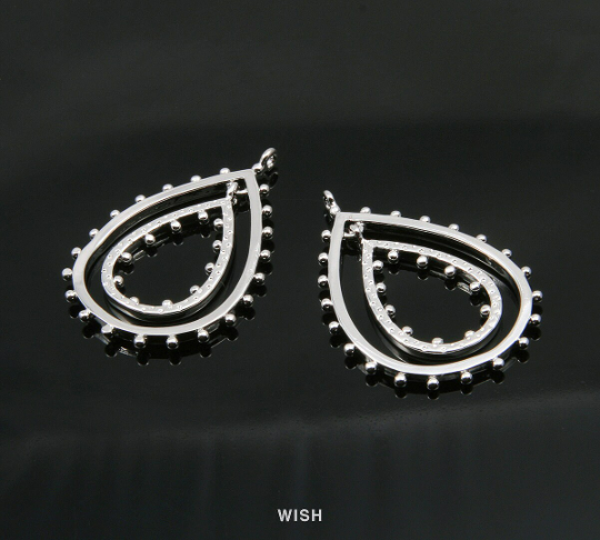 Double Drop Pendants in Gold, Stud Drop Dangle Charms /MG-319-P