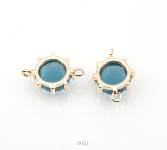 Montana Blue Round Connector in Gold, Framed Round Pendant / GMBG-098-C