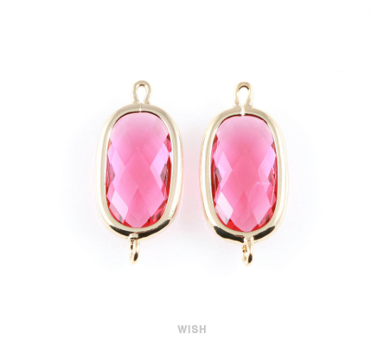 Ruby Oval Glass Connector in Rhodium, Framed Oval Connector / GRBRH-035-C