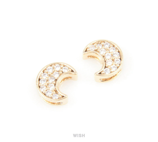 11 Round Cubic Zirconia Crescent in Rose Gold, CZ Rose Gold Crescent /CRG-014-P