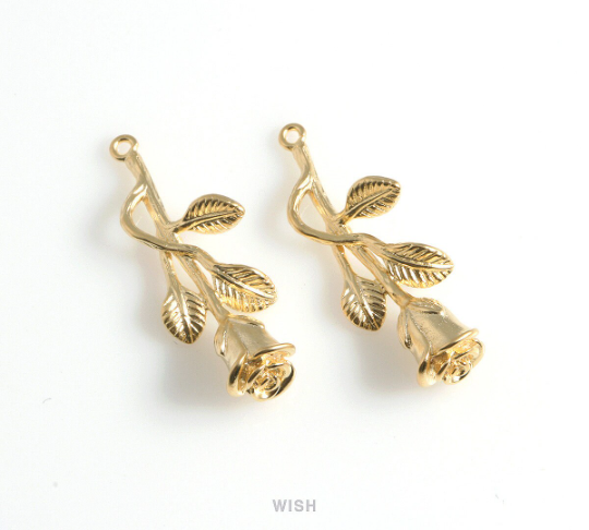 Rose Flower Pendant in Matte Rose Gold, Rose Flower Charm / MMRG-455-P