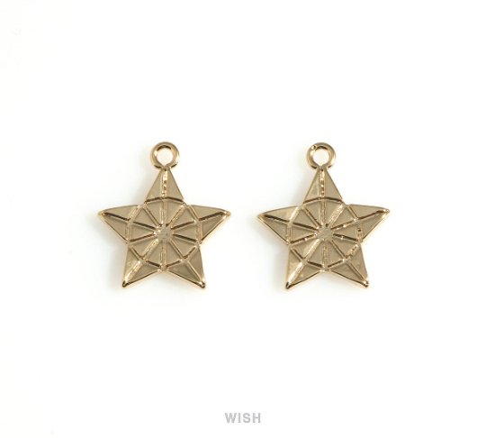 Textured Star Charm in Rhodium, Star Pendant / MMRH-689-P