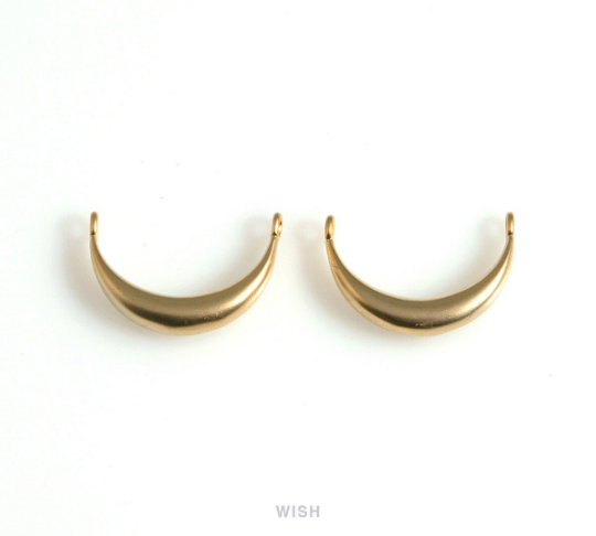 Crescent Pendants in Matte Rose Gold, Crescent Horn Charms/ MMRG-660-P