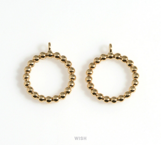 Tiny Ball Circle Charm in Gold, Gold Circle Pendants / MG-639-P
