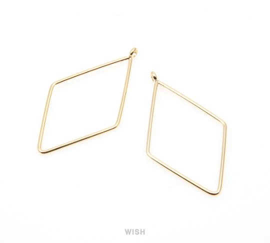 Open Diamond Wire Pendant in Rhodium, Open Diamond Charm / MRH-286-P