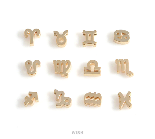 Leo Zodiac Sign Charms in Matte Gold, Zodiac Beads / MMG-599-B