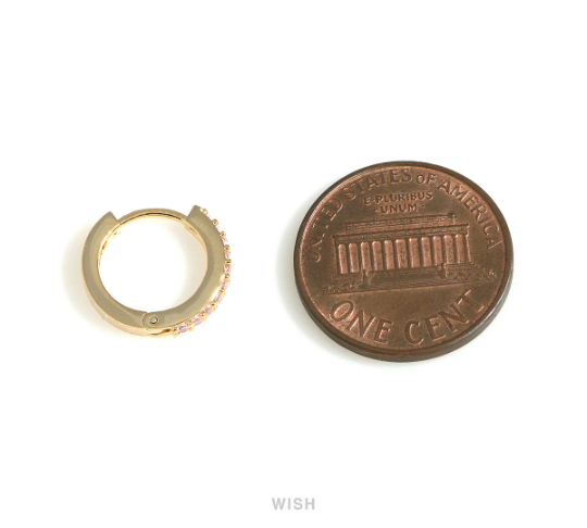 Amethyst Latch Back Huggie Hoop Earrings in Gold, Amethyst Huggie Earrings / CG-083-E3