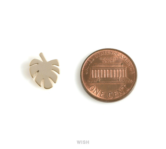 Monstera Leaf Pendants in Matte Gold, Monstera Leaf Charm /MMG-574-P