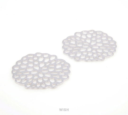 Flower in Bloom in Matte Rhodium, Flower Charms / MMRH-094-P