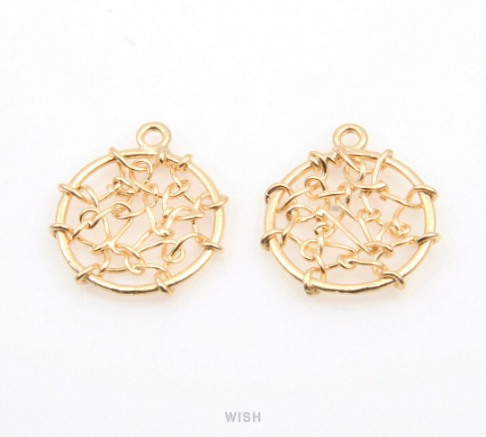 Dream Catcher Pendants in Matte Rhodium, Dreamcatcher Charm / MMRH-342-P