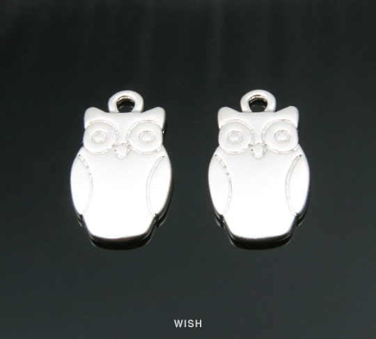 Owl Pendants in Matte Gold, Bird Charms / MMG-020-P