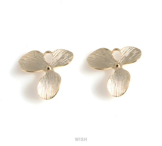 Orchid Flower Petal Connectors in Matte Rose Gold, Floral Charms / MMRG-035-C
