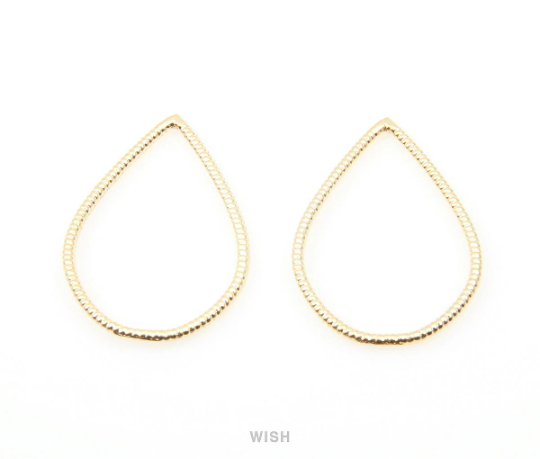 Teardrop Pendants in Rhodium, Teardrop Outline Charms /MRH-007-P (Large)