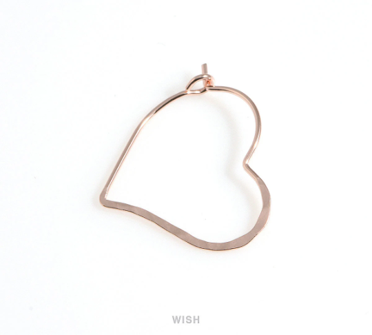 Open Hammered Heart Ear Hoop in Rose Gold, Open Hammered Heart Earrings / Hoop Earrings / MRG-512-E