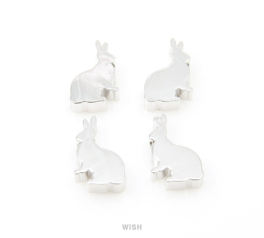 Rabbit Beads Pendants in Rhodium, Bunny Beads / MRH-080-B