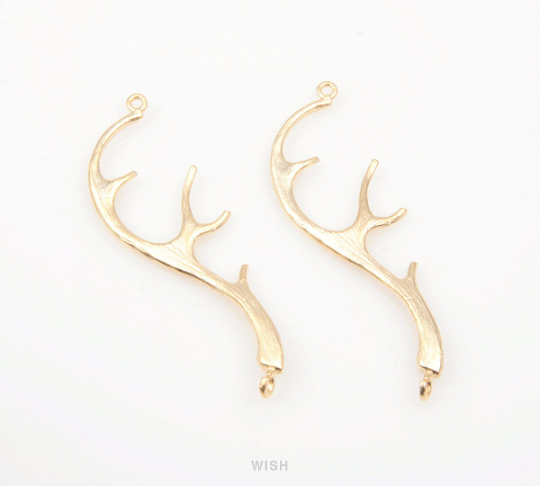 Antler Connectors in Matte Rhodium, Antler Charm / MMRH-149-C