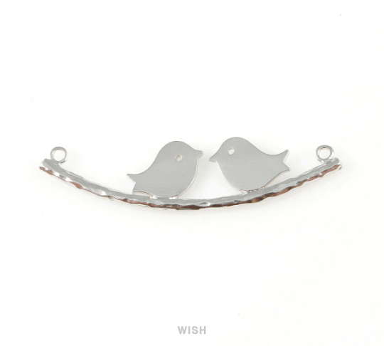 Birds on Branch Pendant in Matte Gold, Birds on Twig Charm / MMG-207-P