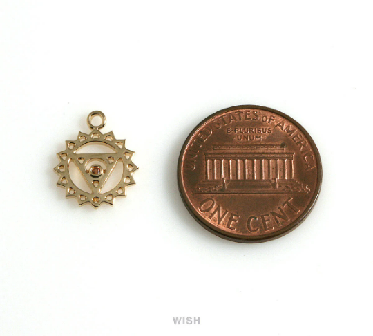 Throat Chakra with CZ Pendants in Gold, The 5th Chakra Charm / MG-497-P