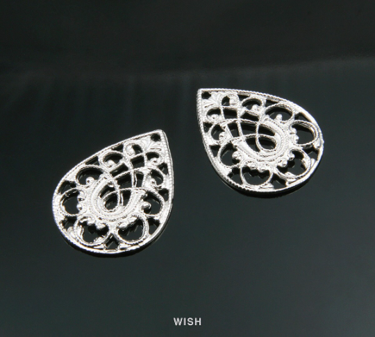 Paisley Drop Pendant in Matte Gold, Paisley Teardrop Charm / MMG-308-P (4pcs)