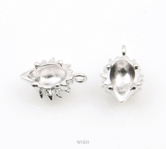 Hedgehog Pendants in Matte Rhodium, Solid Hedgehog Charm / MMRH-333-P