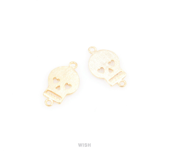 Flat Skull Connectors in Matte Rhodium, Skull Charms / MMRH-055-C