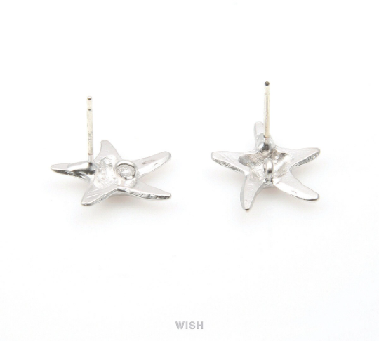 Starfish Stud Earrings in Matte Rhodium, Starfish Ear Studs / MMRH-311-E