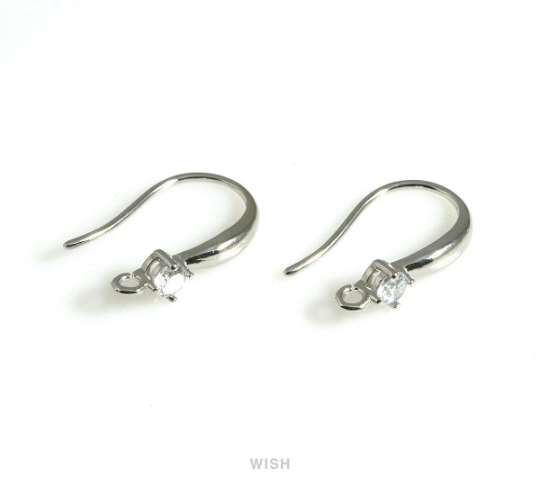 Cubic Zirconia Ear Hook in Gold, Cubic Zirconia Ear Hook / CG-094-E (4pcs)