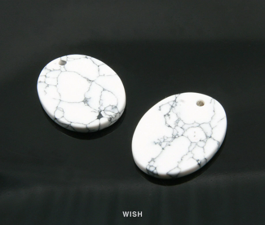 Black Marble Oval Stone Charm, Gemstone Pendant / SBM-078-P