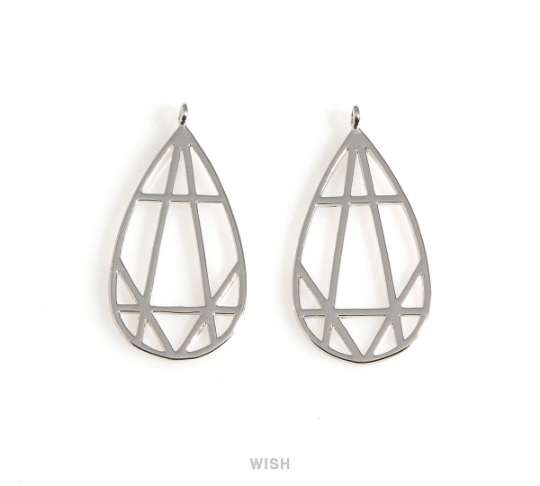 Geometric Drop Charms in Gold, Geometric Teardrop Pendants / MG-650-P