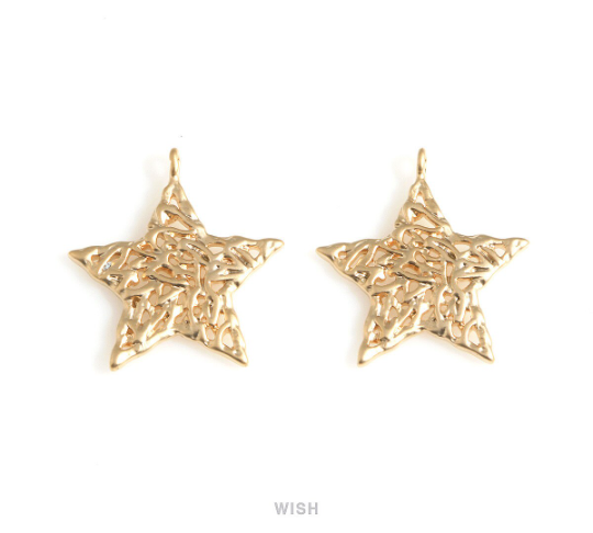 Mesh Star Pendants in Matte Gold, Large Star Charm / MMG-703-P
