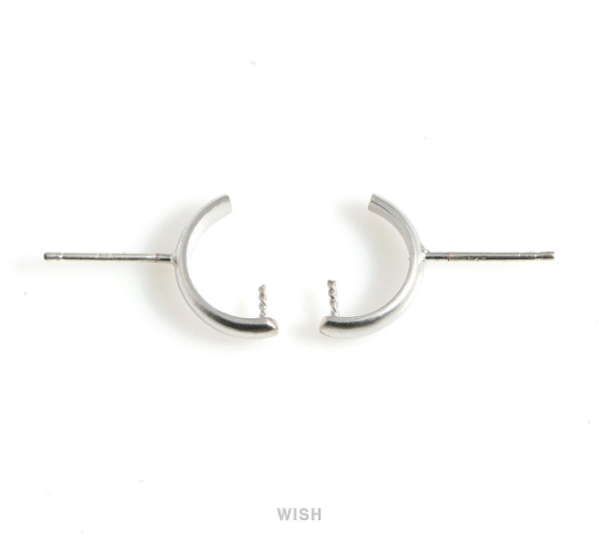Semicircle Stud Earrings in Matte Rhodium, Semicircle Ear Studs / MMRH-551-E