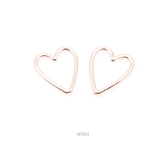 Heart Outline Pendants in Gold, Heart Charm / MG-013-P